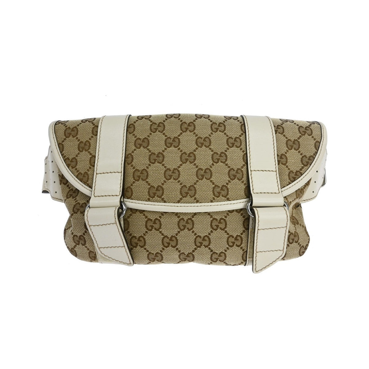 Gucci Waist Belt Bag (Outlet) GG Canvas and Leather, Beige, Canvas, Crossbody Bag