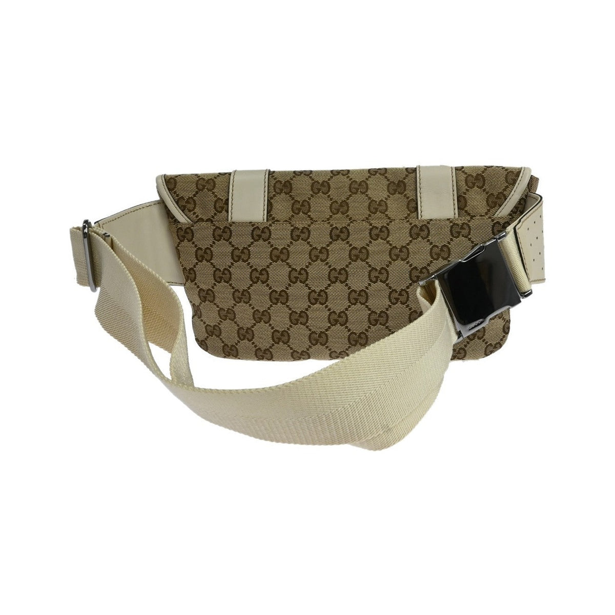 Gucci Waist Belt Bag (Outlet) GG Canvas and Leather, Beige, Canvas, Crossbody Bag