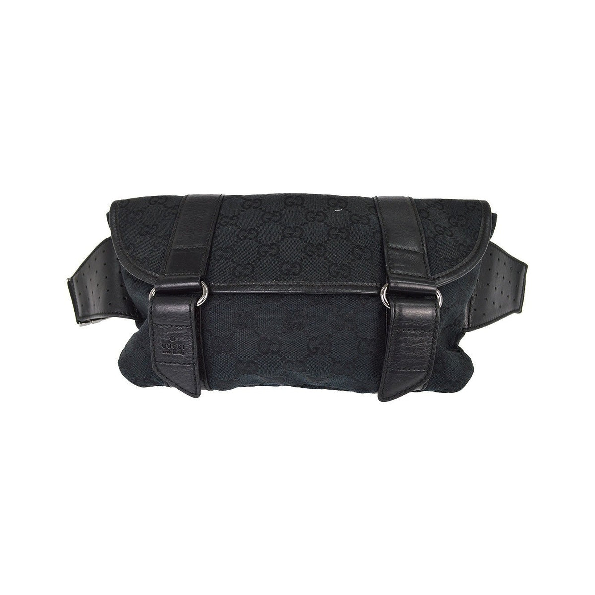 Gucci Waist Belt Bag (Outlet) GG Canvas and Leather, Black, Canvas, Crossbody Bag