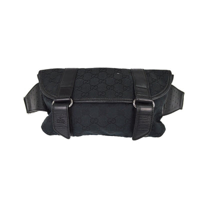 Gucci Waist Belt Bag (Outlet) GG Canvas and Leather, Black, Canvas, Crossbody Bag