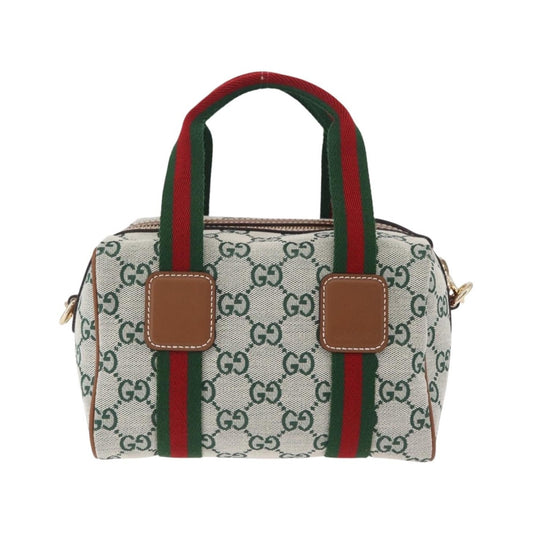 Gucci Web Boston GG Canvas, Green, Canvas, Handbag