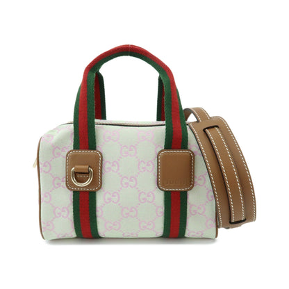Gucci Web Boston GG Canvas, Green, Canvas, Handbag