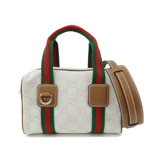 Gucci Web Boston GG Canvas, Green, Canvas, Handbag