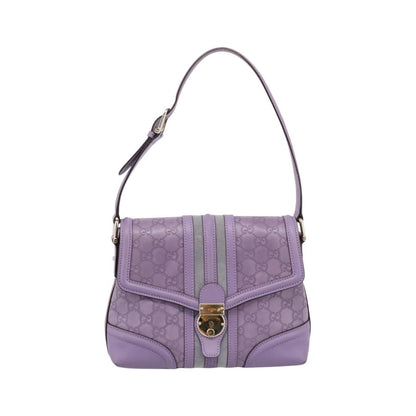Gucci Web Flap Guccissima, Purple, Leather, Shoulder Bag