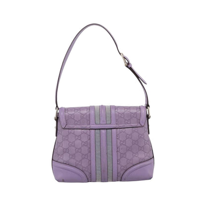 Gucci Web Flap Guccissima, Purple, Leather, Shoulder Bag