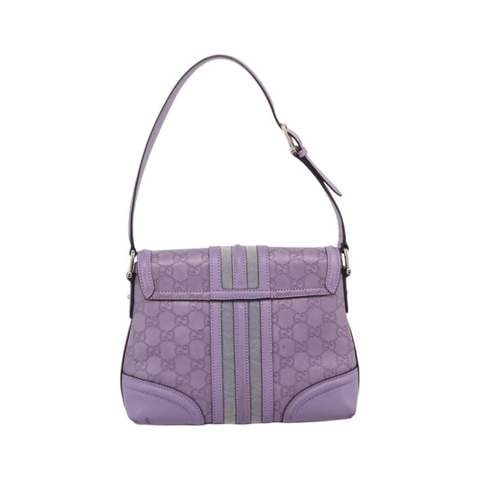 Gucci Web Flap Guccissima, Purple, Leather, Shoulder Bag