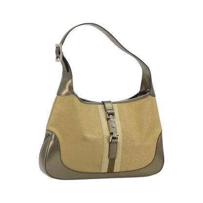 Gucci Web Jackie O Hobo Canvas, Gold, Canvas, Shoulder Bag