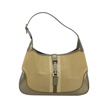 Gucci Web Jackie O Hobo Canvas, Gold, Canvas, Shoulder Bag