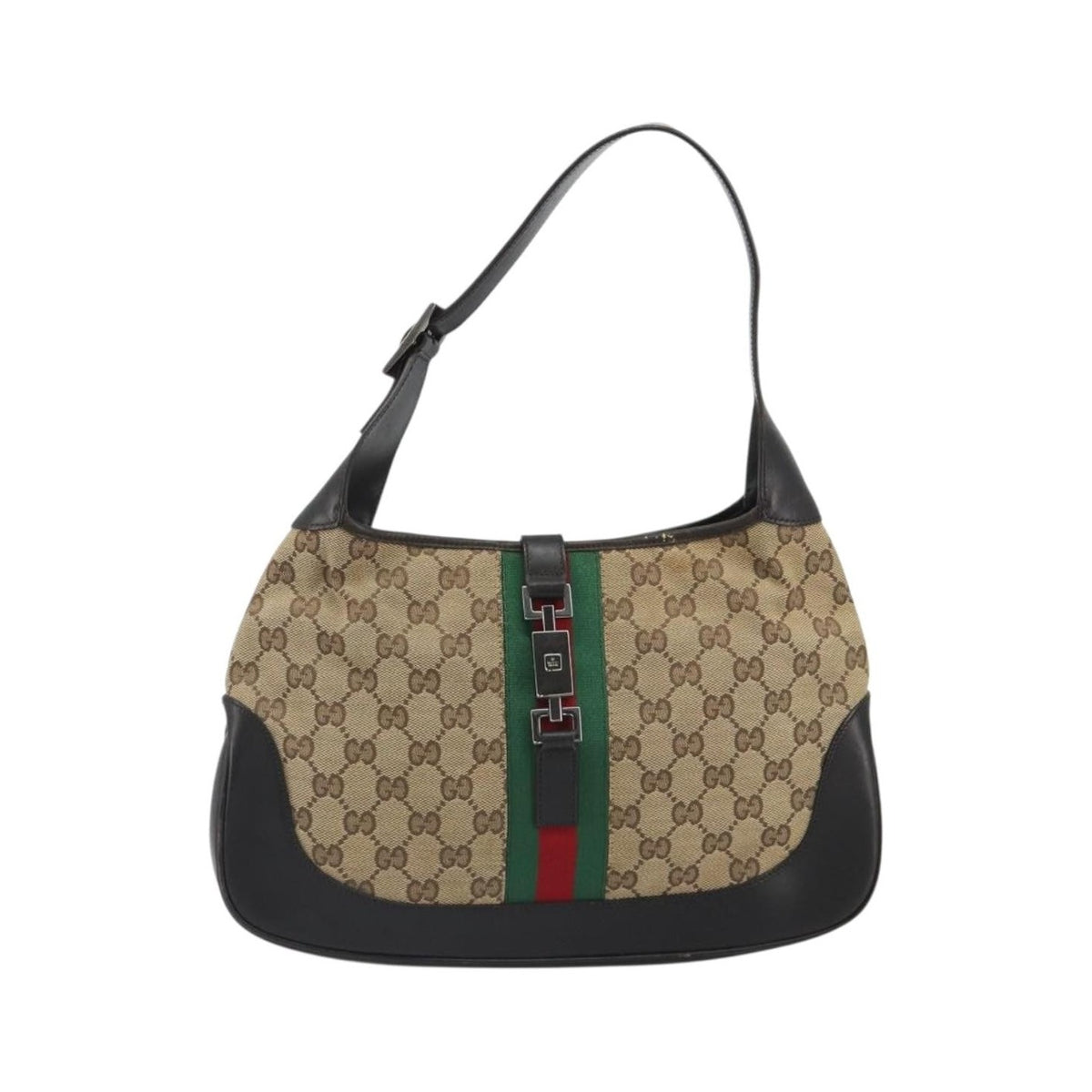 Gucci Web Jackie O Hobo GG Canvas, Beige, Canvas, Shoulder Bag