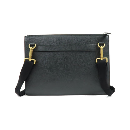Gucci Web Strap Front Zip Messenger Leather, Black, Leather, Handbag