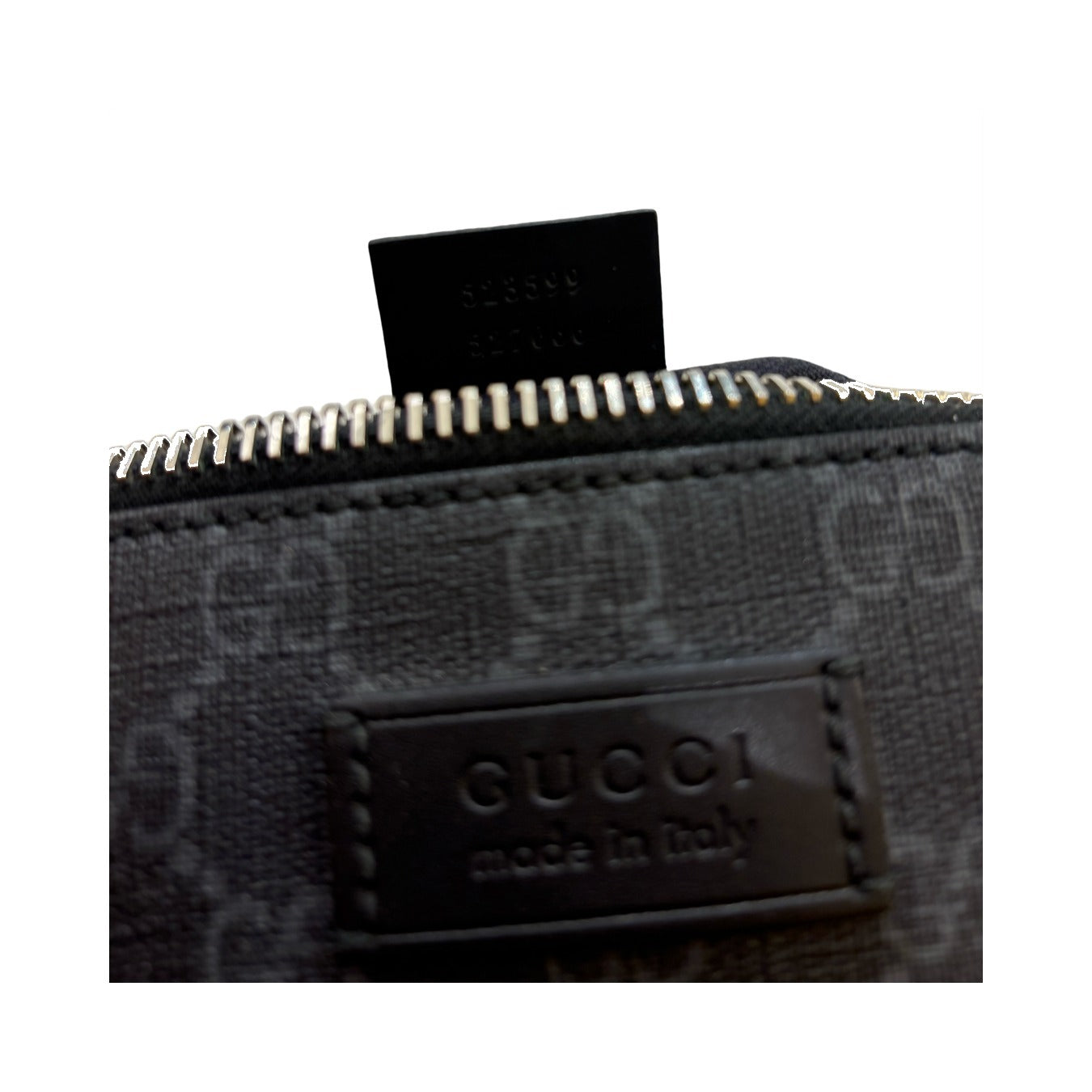 Gucci Web Strap Front Zip Messenger Printed GG Coated Canvas, Gray, Canvas, Crossbody Bag