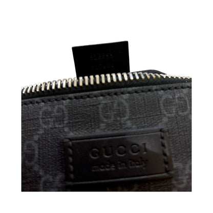 Gucci Web Strap Front Zip Messenger Printed GG Coated Canvas, Gray, Canvas, Crossbody Bag