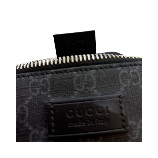 Gucci Web Strap Front Zip Messenger Printed GG Coated Canvas, Gray, Canvas, Crossbody Bag