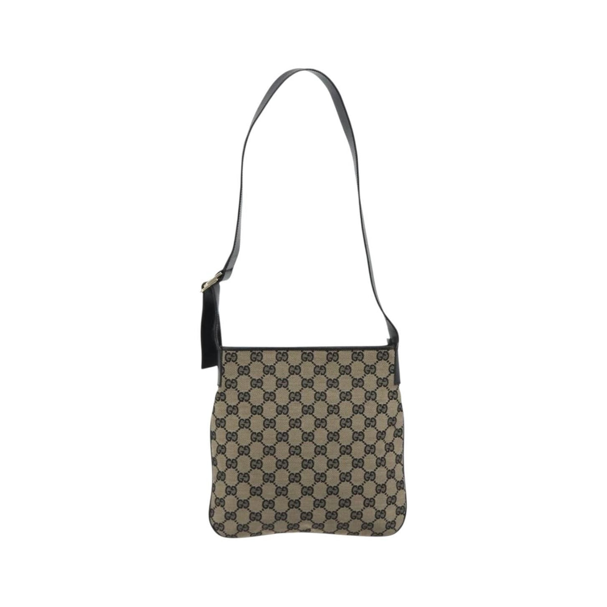 Gucci Web Strap Zip Messenger GG Canvas, Beige, Canvas, Handbag