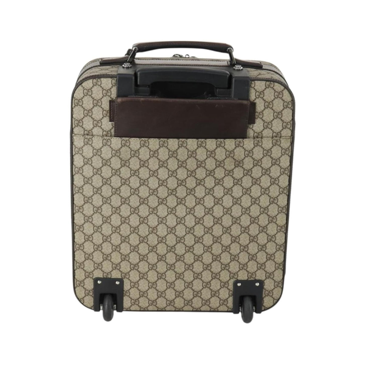 Gucci Web Trolley Rolling Luggage GG Coated Canvas, Beige, PVC, Travel Bag