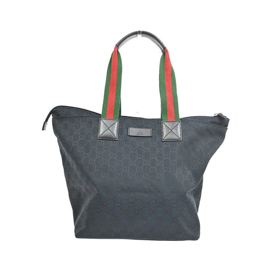 Gucci Web Zip GG Canvas, Black, Canvas, Tote Bag