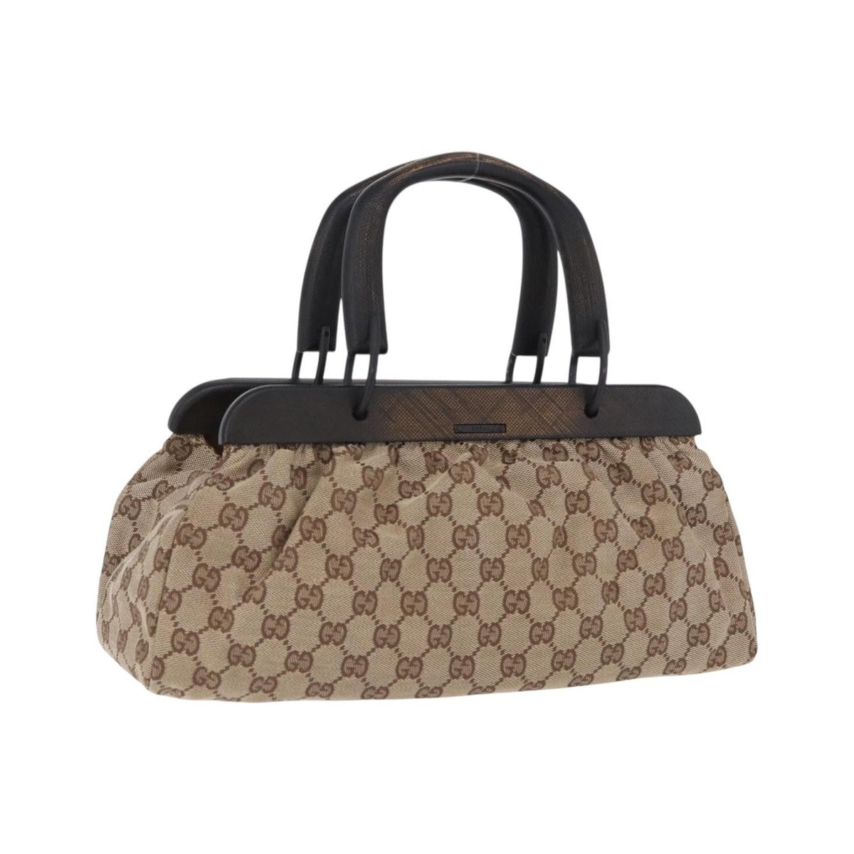 Gucci Wood Handle Frame Doctor Bag GG Canvas, Beige, Canvas, Shoulder Bag