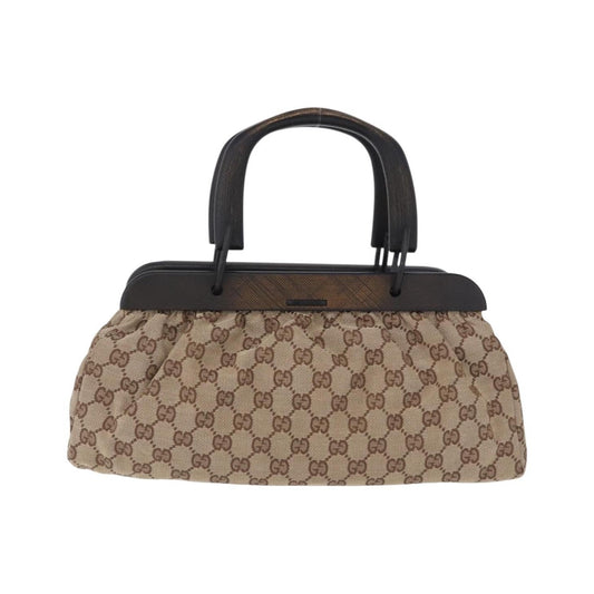 Gucci Wood Handle Frame Doctor Bag GG Canvas, Beige, Canvas, Shoulder Bag
