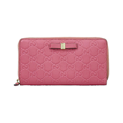 Gucci Zip Around Wallet (Outlet) Microguccissima Leather, Pink, Leather, Wallet