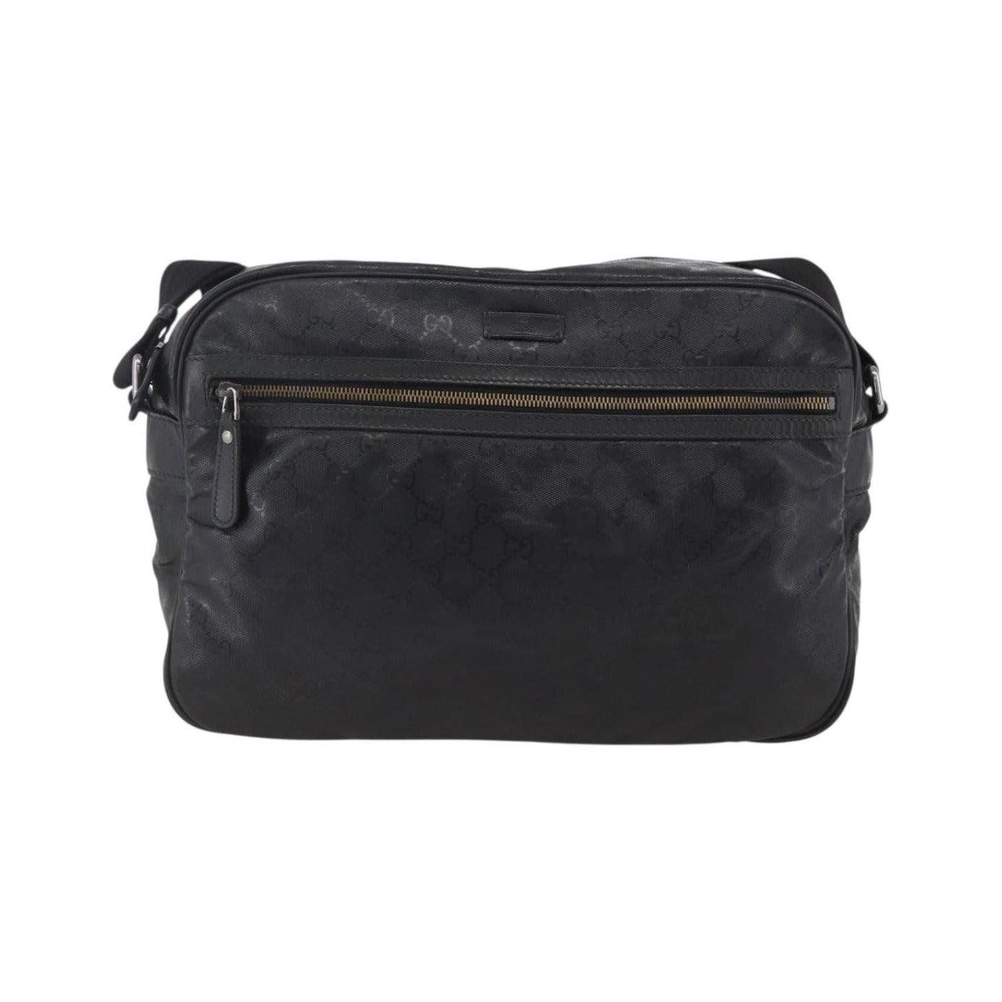 Gucci Zip Messenger GG Imprime, Black, Canvas, Shoulder Bag