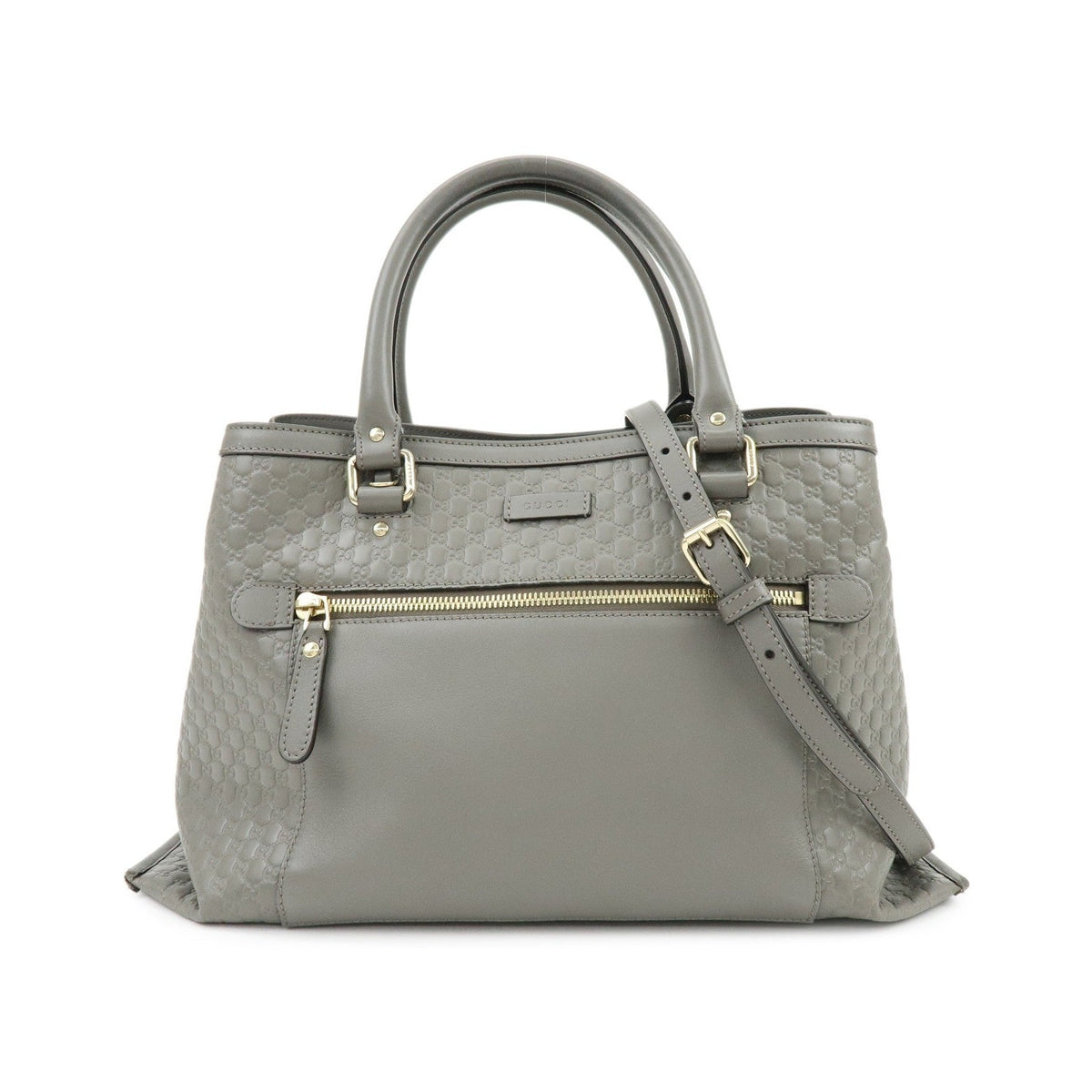Gucci Zip Pocket Soft Microguccissima Leather, Gray, Leather, Tote Bag