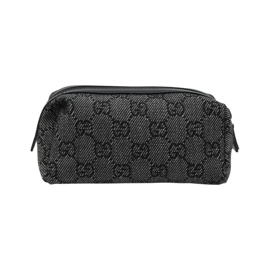 Gucci Zip Pouch GG Coated Canvas, Black, Canvas, Clutch