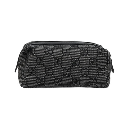 Gucci Zip Pouch GG Coated Canvas, Black, Canvas, Clutch