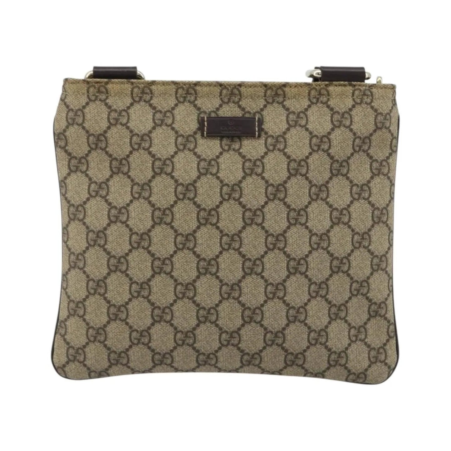 Gucci Zip Top Messenger GG Canvas with Leather, Beige, Canvas, Shoulder Bag