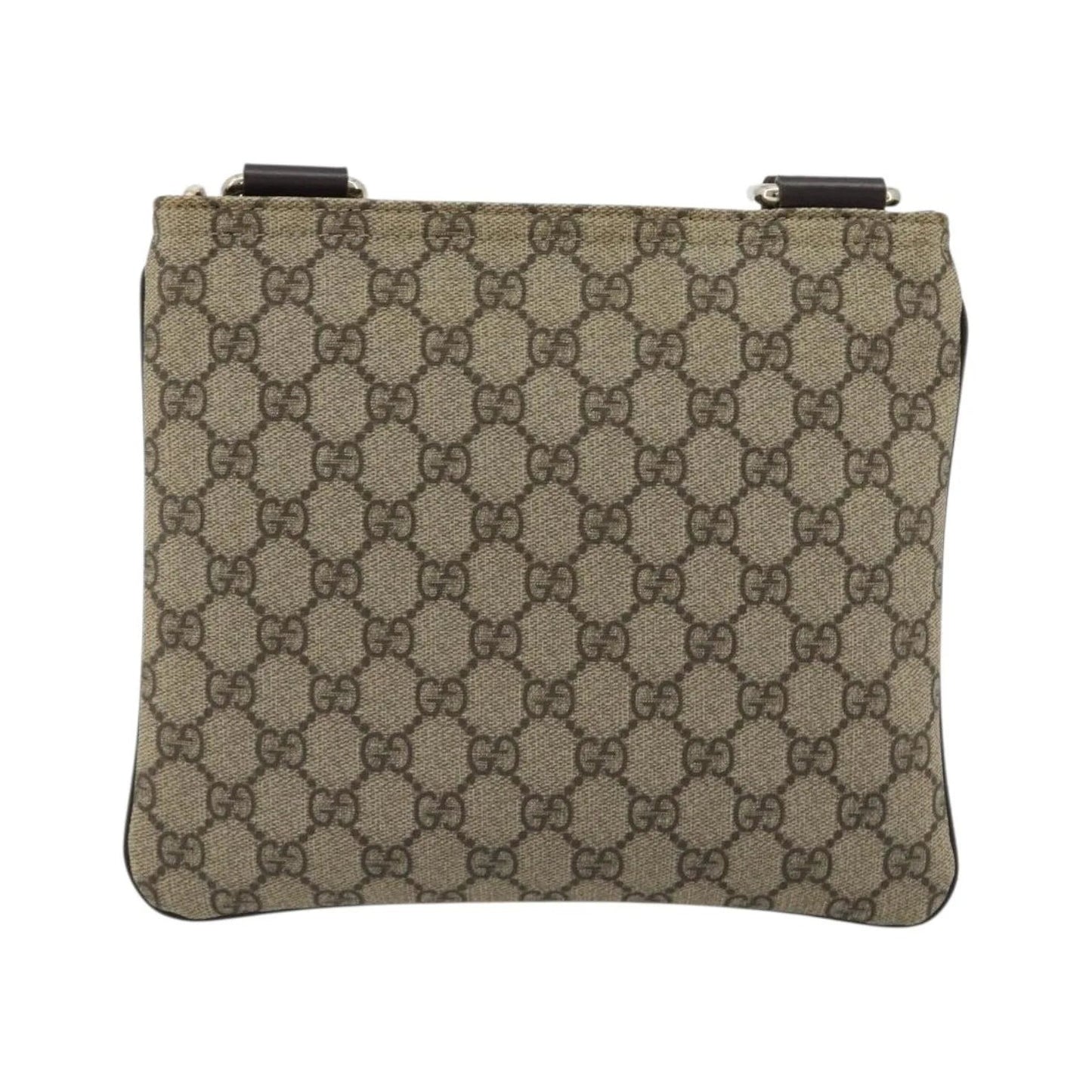 Gucci Zip Top Messenger GG Canvas with Leather, Beige, Canvas, Shoulder Bag