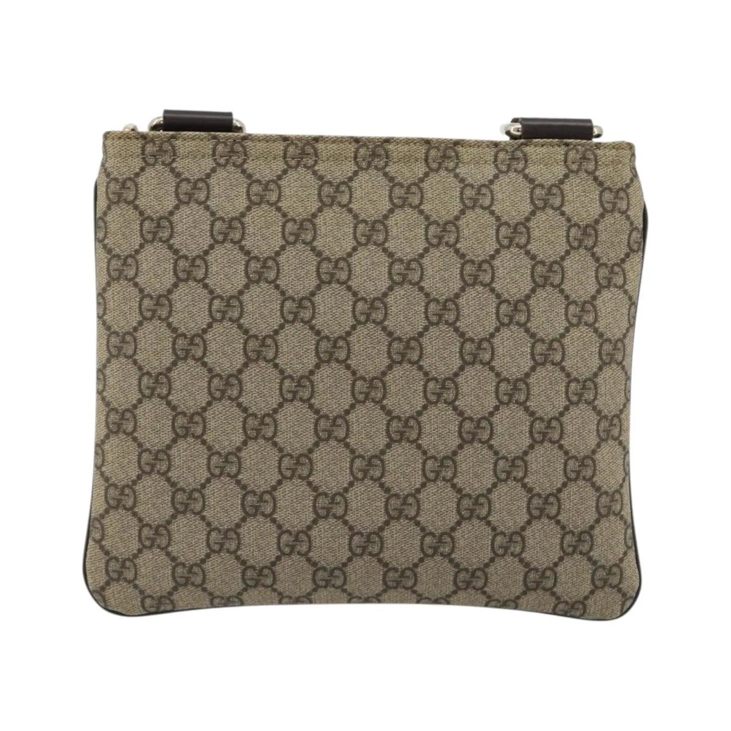Gucci Zip Top Messenger GG Canvas with Leather, Beige, Canvas, Shoulder Bag