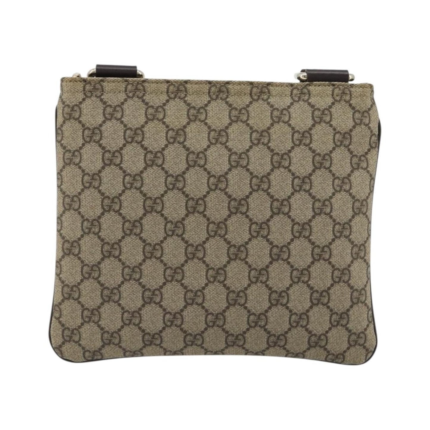Gucci Zip Top Messenger GG Canvas with Leather, Beige, Canvas, Shoulder Bag