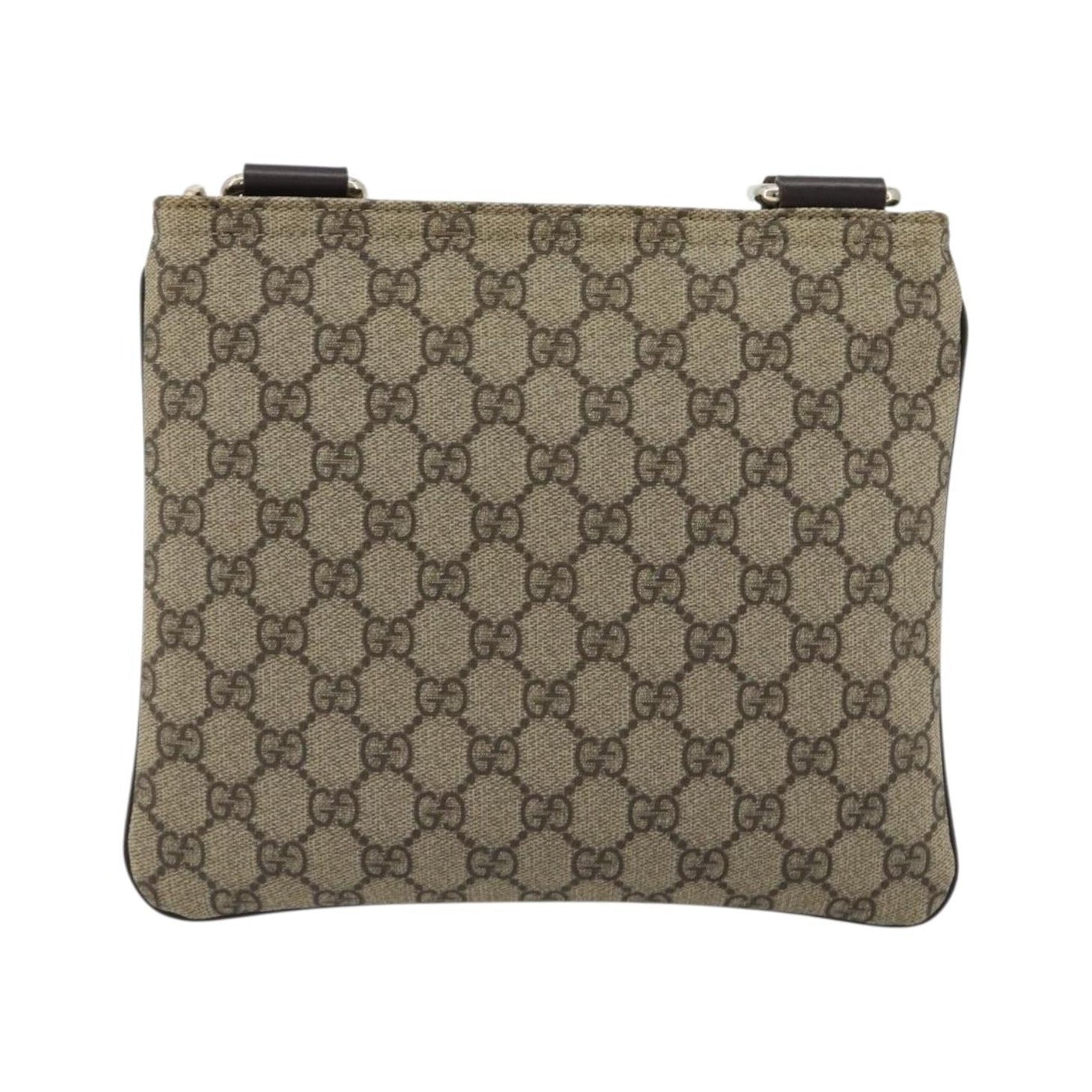 Gucci Zip Top Messenger GG Canvas with Leather, Beige, Canvas, Shoulder Bag