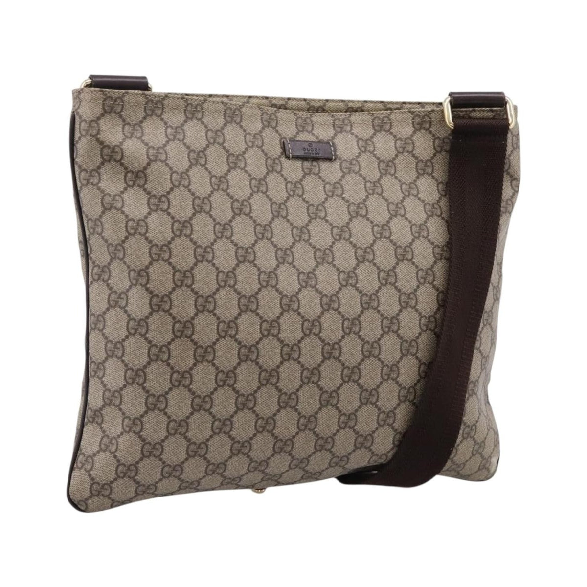 Gucci Zip Top Messenger GG Coated Canvas, Beige, Canvas, Handbag