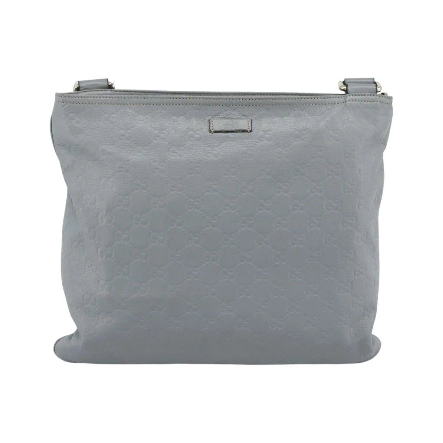 Gucci Zip Top Messenger Guccissima Leather, Gray, Canvas, Shoulder Bag
