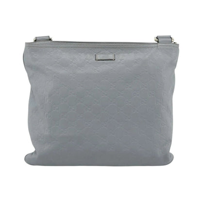 Gucci Zip Top Messenger Guccissima Leather, Gray, Canvas, Shoulder Bag