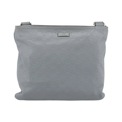 Gucci Zip Top Messenger Guccissima Leather, Gray, Canvas, Shoulder Bag