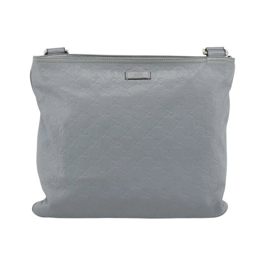 Gucci Zip Top Messenger Guccissima Leather, Gray, Canvas, Shoulder Bag
