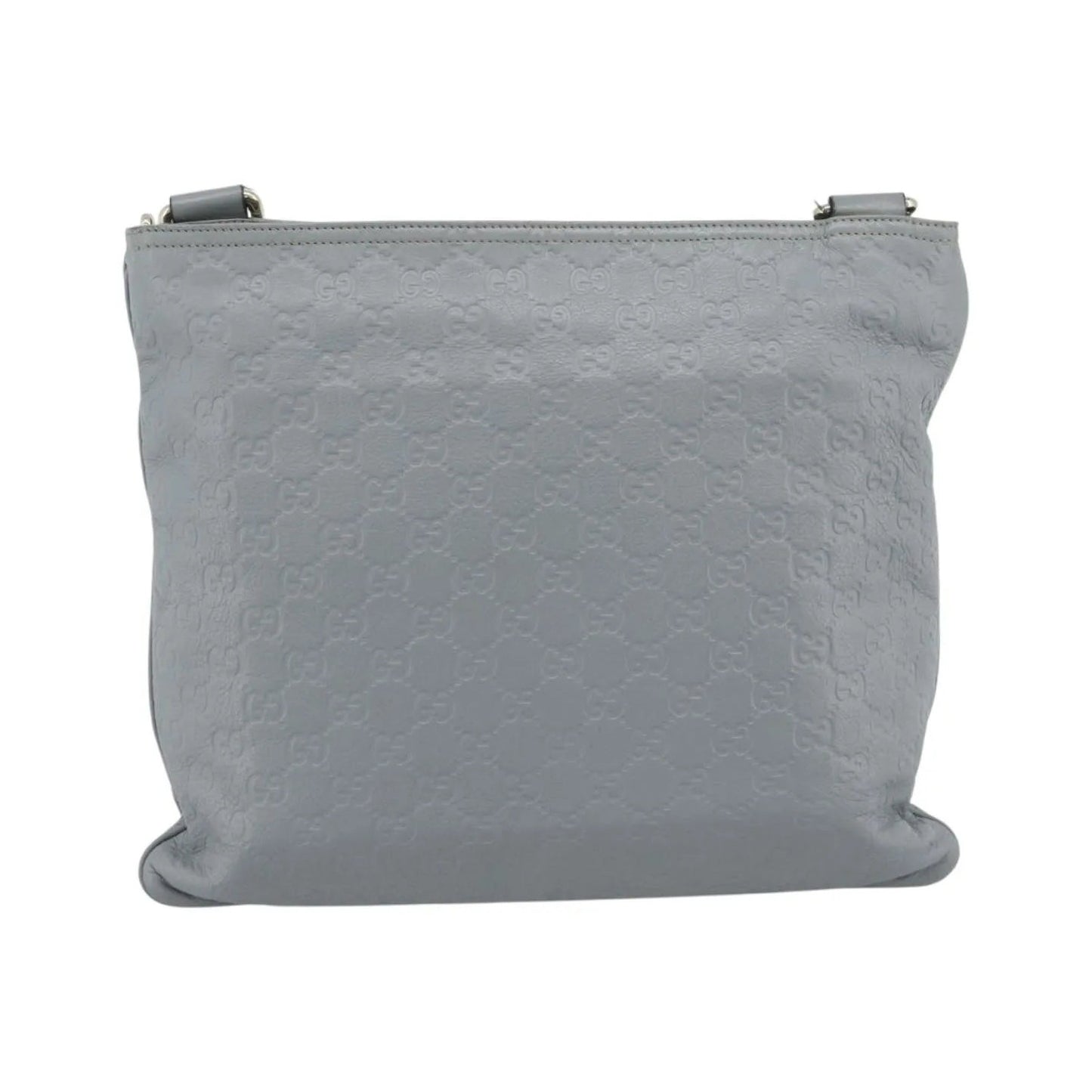 Gucci Zip Top Messenger Guccissima Leather, Gray, Canvas, Shoulder Bag