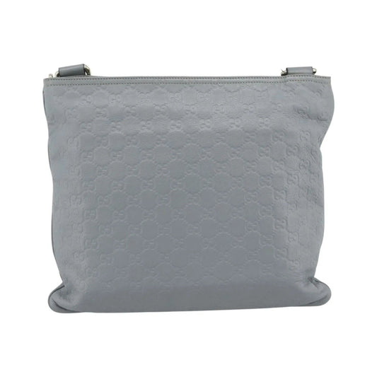 Gucci Zip Top Messenger Guccissima Leather, Gray, Canvas, Shoulder Bag