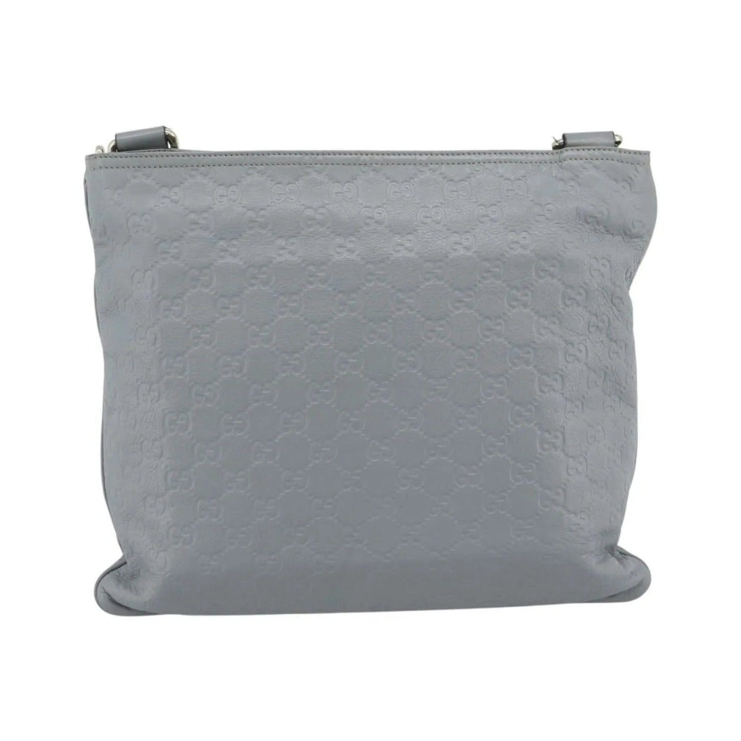 Gucci Zip Top Messenger Guccissima Leather, Gray, Canvas, Shoulder Bag
