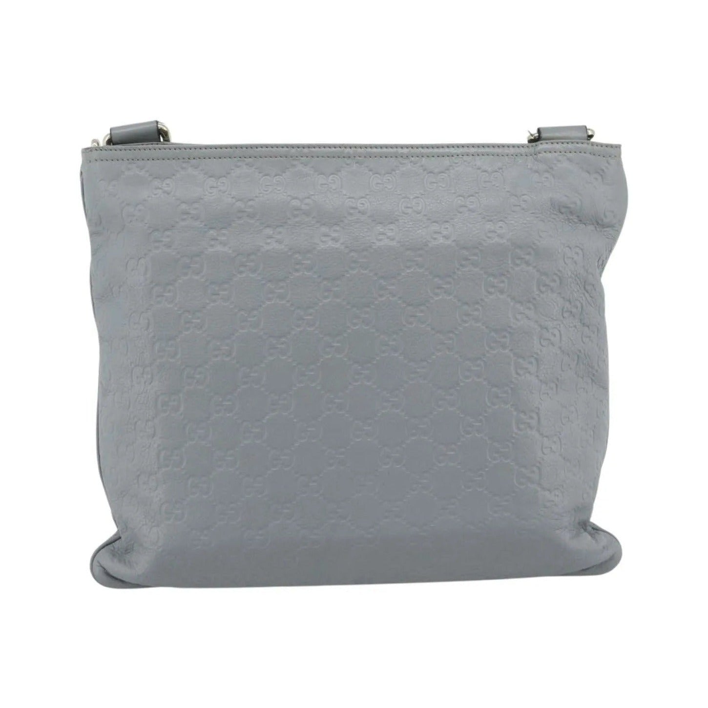Gucci Zip Top Messenger Guccissima Leather, Gray, Canvas, Shoulder Bag
