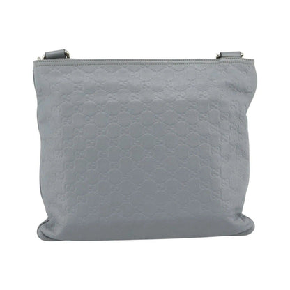 Gucci Zip Top Messenger Guccissima Leather, Gray, Canvas, Shoulder Bag