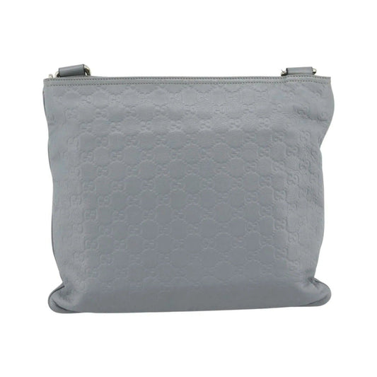 Gucci Zip Top Messenger Guccissima Leather, Gray, Canvas, Shoulder Bag