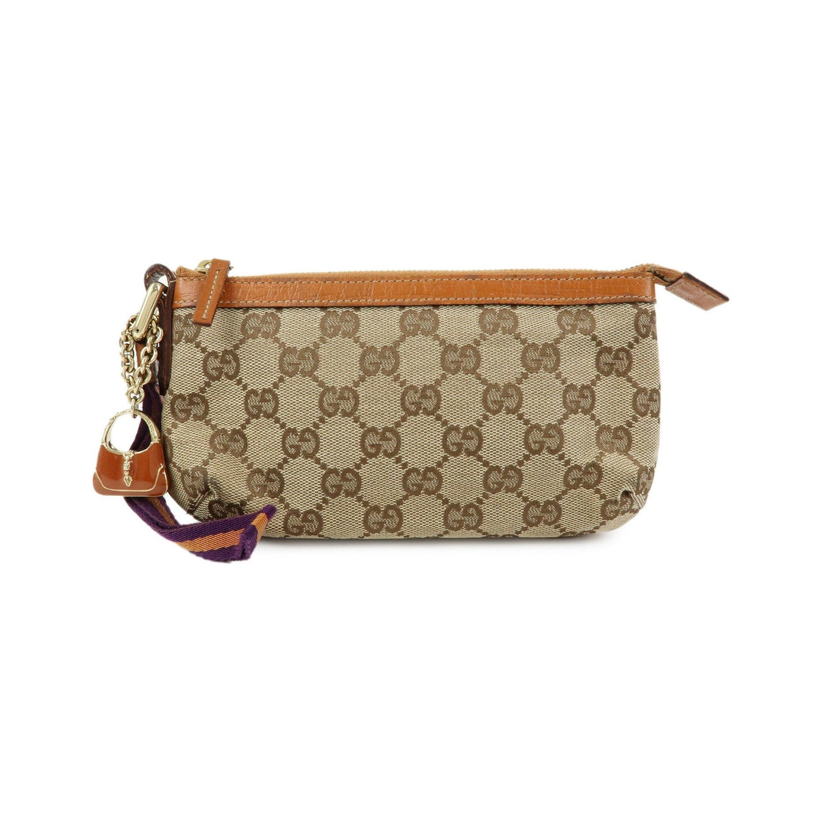 Gucci Zip Wristlet GG Canvas, Beige, Canvas, Clutch