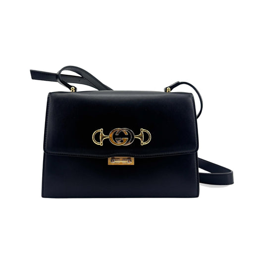 Gucci Zumi Leather, Black, Leather, Shoulder Bag