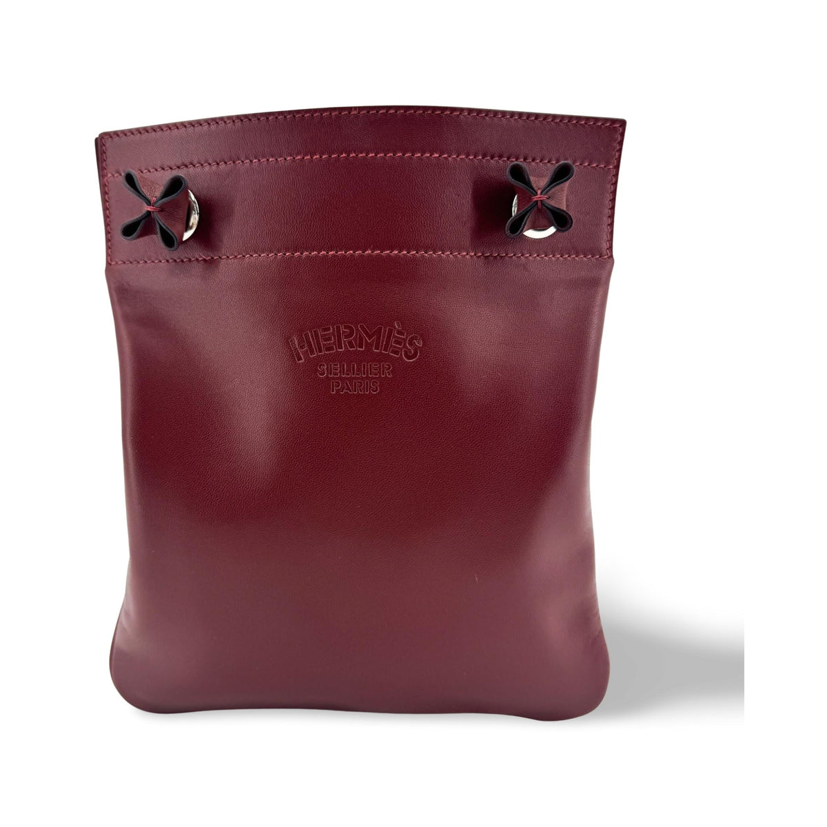 Hermes Aline Milo Lambskin and Swift, Burgundy, Leather, Handbag