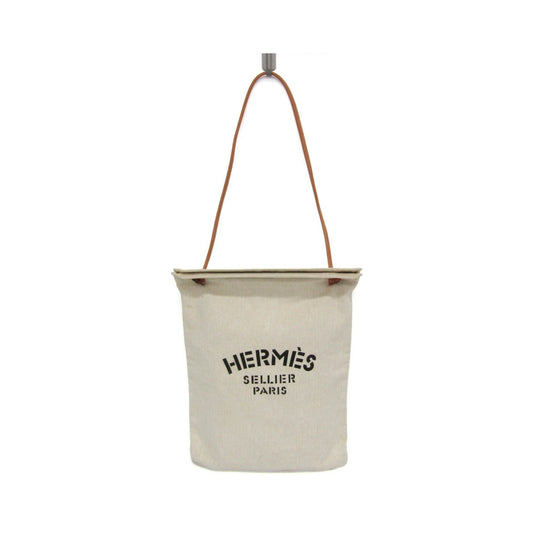 Hermes Aline Toile, Beige, Cotton, Shoulder Bag