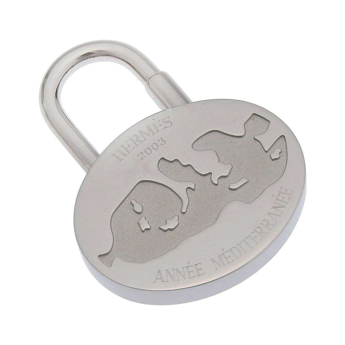 Hermes Annee Mediterranee Cadena Lock Charm Metal, Silver, Metal, Charm