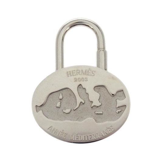 Hermes Annee Mediterranee Cadena Lock Charm Metal, Silver, Silver Plated, Charm