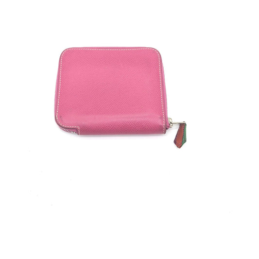 Hermes Azap Silkin Epsom Leather Silk, Pink, Calfskin, Wallet